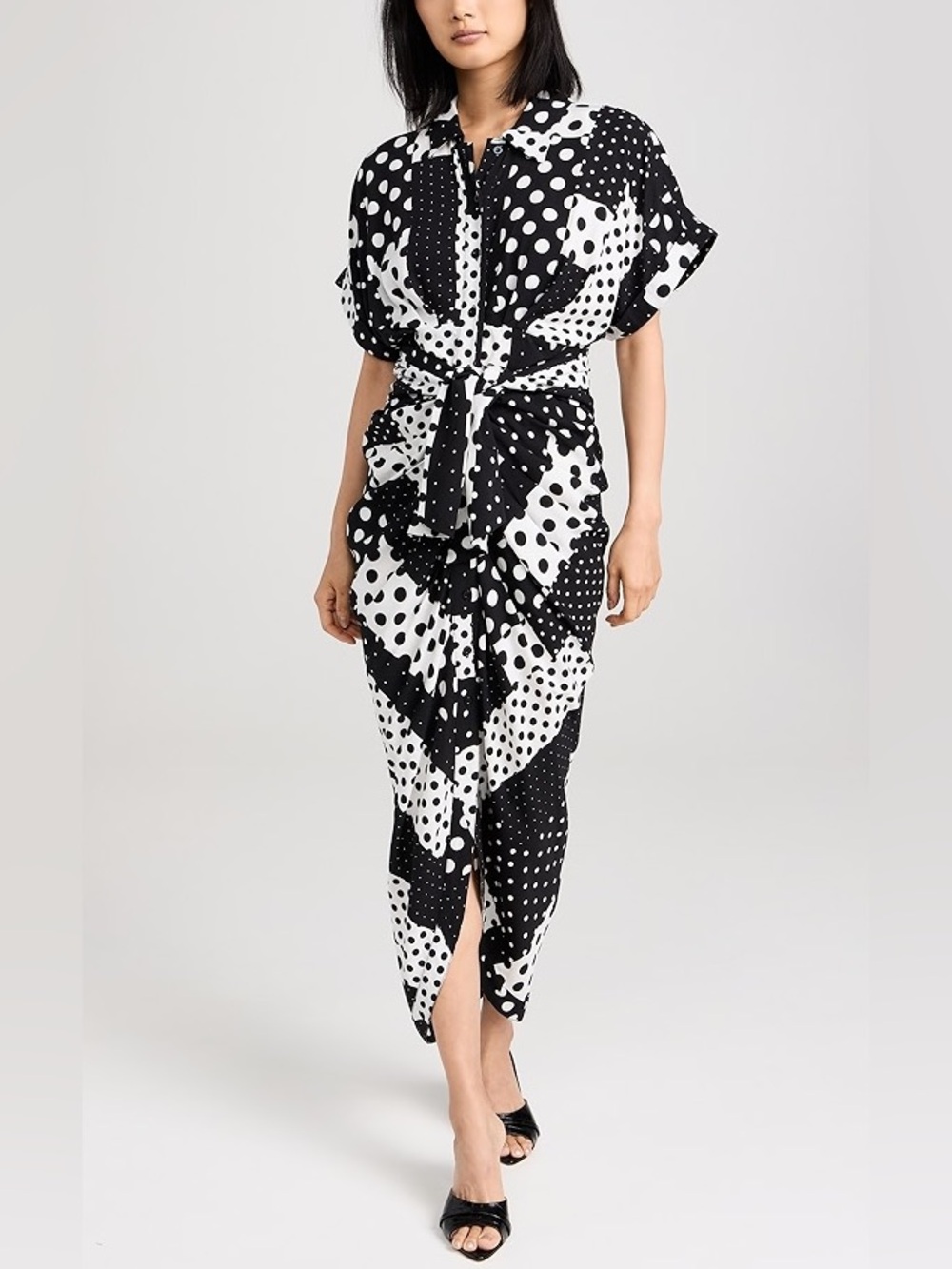 Le Superbe Miko Short-Sleeve Black & White Midi Dress | XS